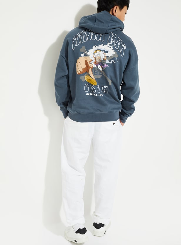 URB_N Men One Piece Printed Hooded Oversized Sweatshirt