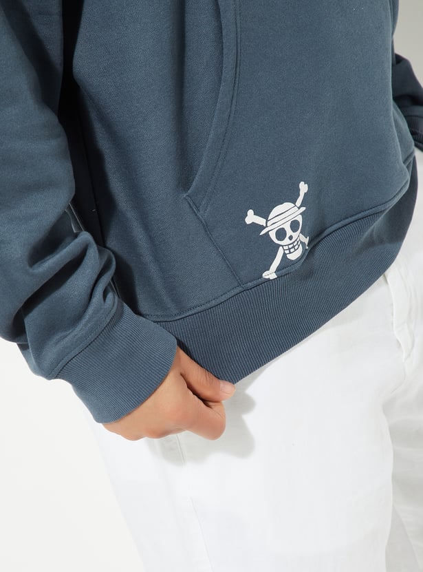 URB_N Men One Piece Printed Hooded Oversized Sweatshirt