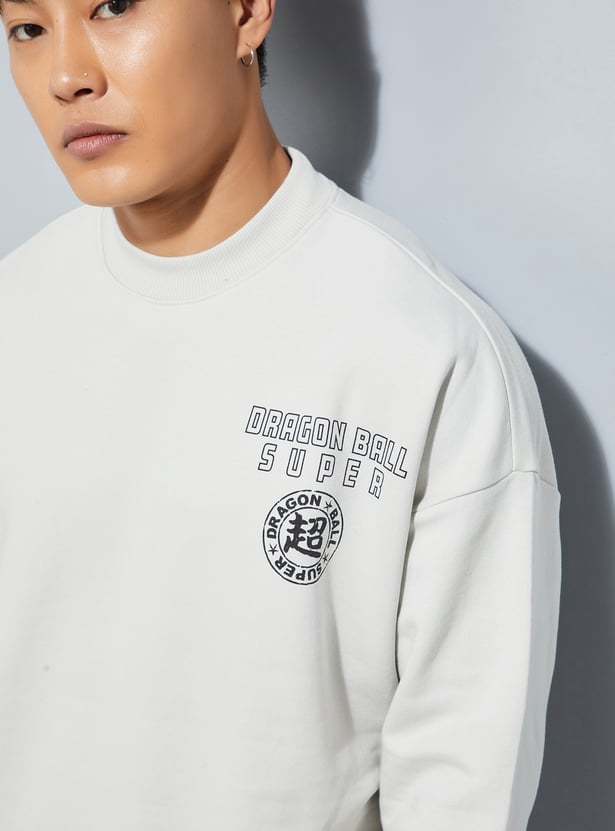 URB_N Men Dragon Ball-Z Print Oversized Sweatshirt