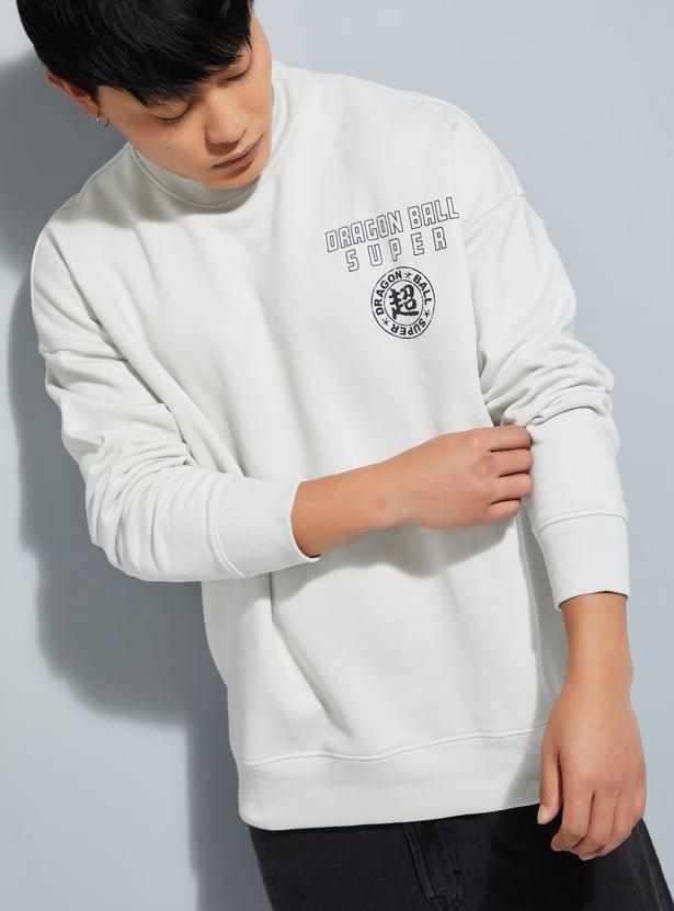 URB_N Men Dragon Ball-Z Print Oversized Sweatshirt