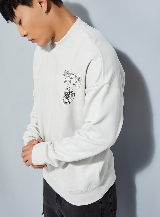 URB_N Men Dragon Ball-Z Print Oversized Sweatshirt