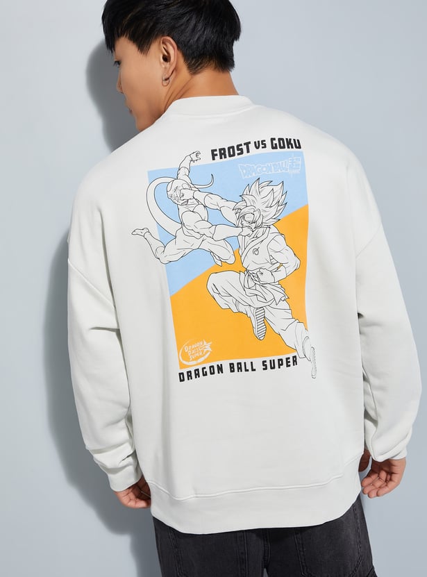 URB_N Men Dragon Ball-Z Print Oversized Sweatshirt