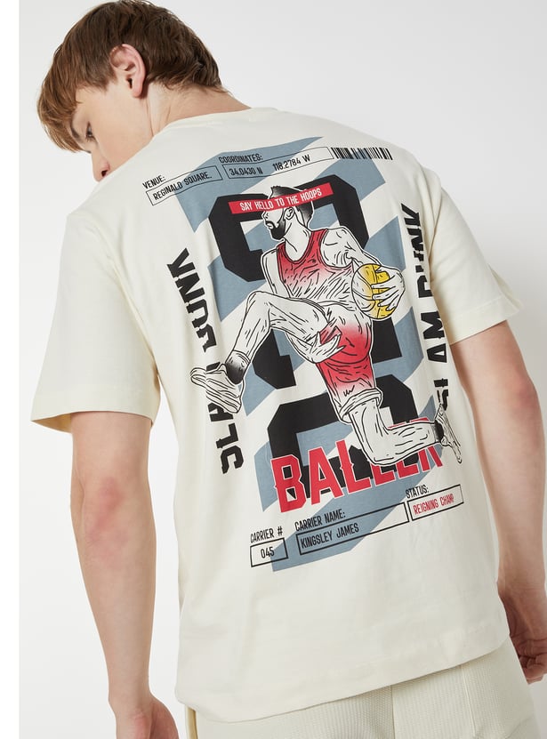 Men Back Print Sports T-shirt