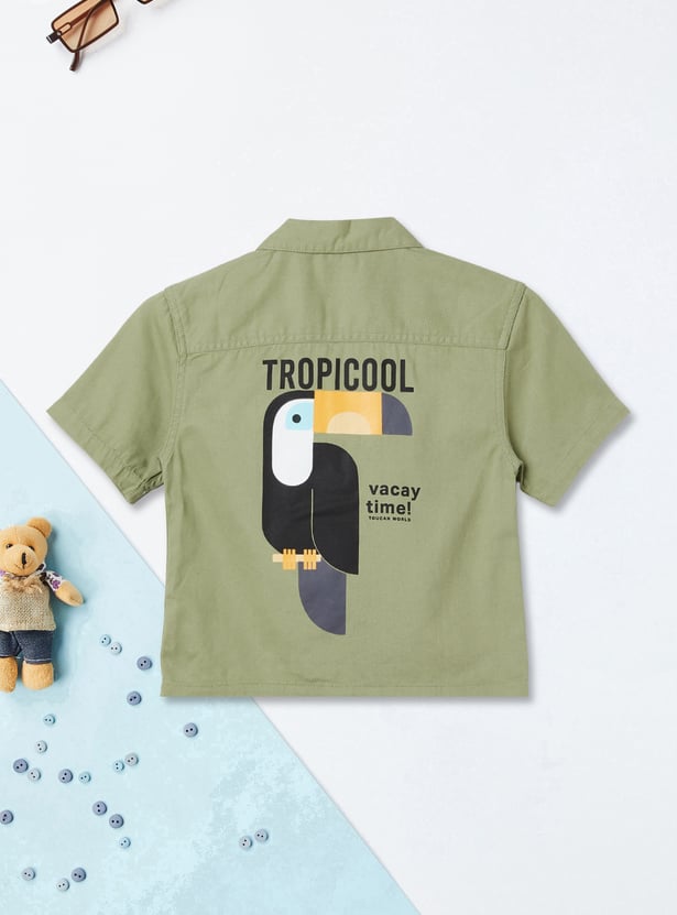 Boys Printed Oversized Shirt