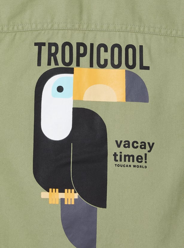 Boys Printed Oversized Shirt