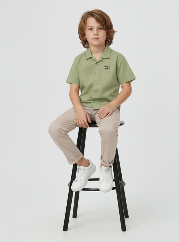 Boys Printed Oversized Shirt