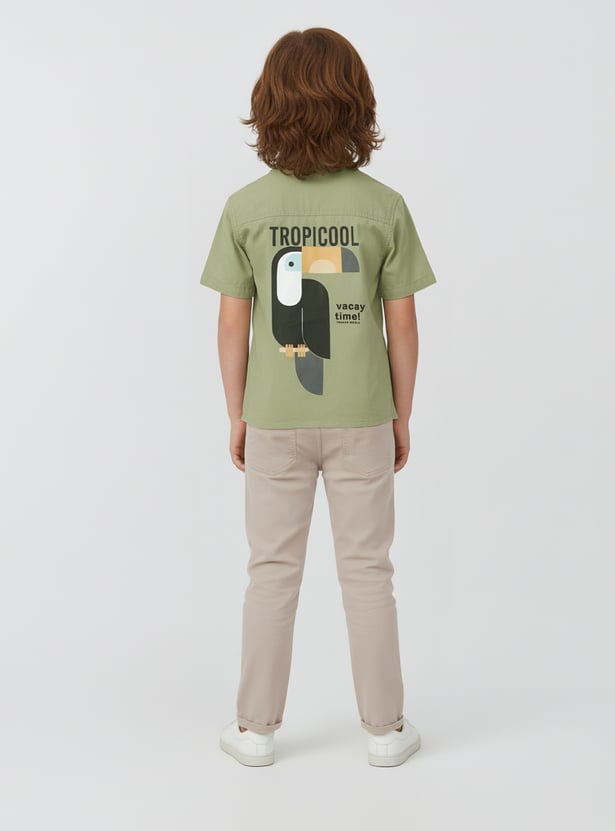 Boys Printed Oversized Shirt