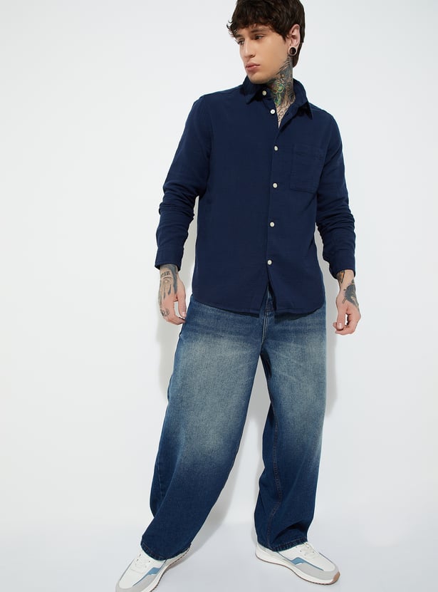 URB_N Men Textured Regular Fit Shirt