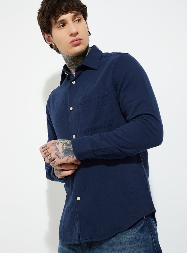 URB_N Men Textured Regular Fit Shirt