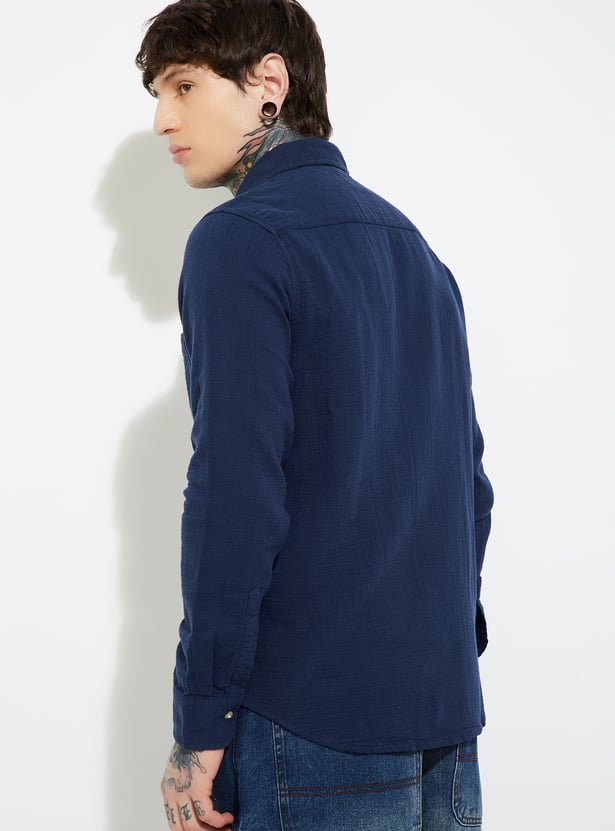 URB_N Men Textured Regular Fit Shirt