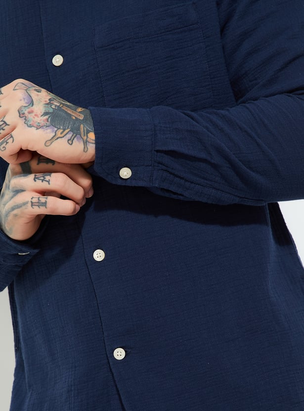 URB_N Men Textured Regular Fit Shirt