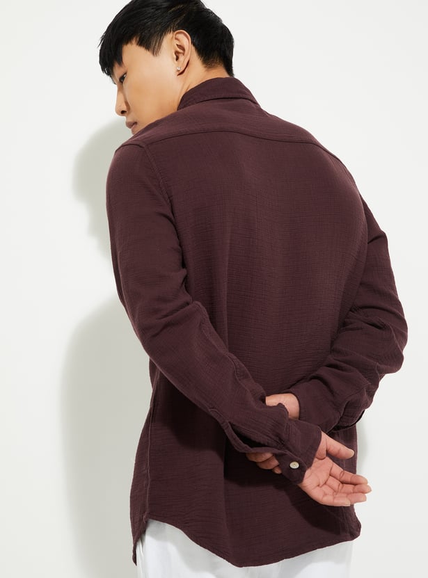 Buy URB_N Men Textured Regular Fit Shirt Online at just Rs. 999.0