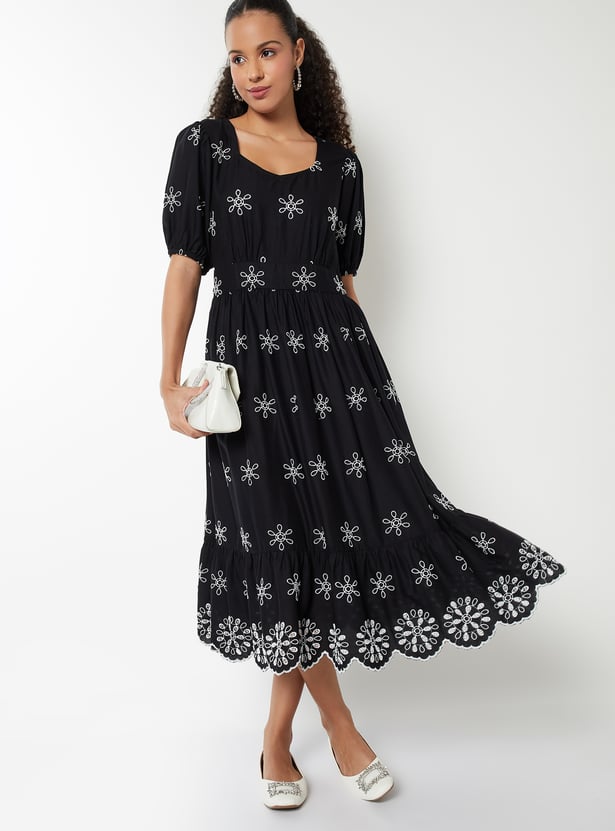 Women Embroidered Midi Dress