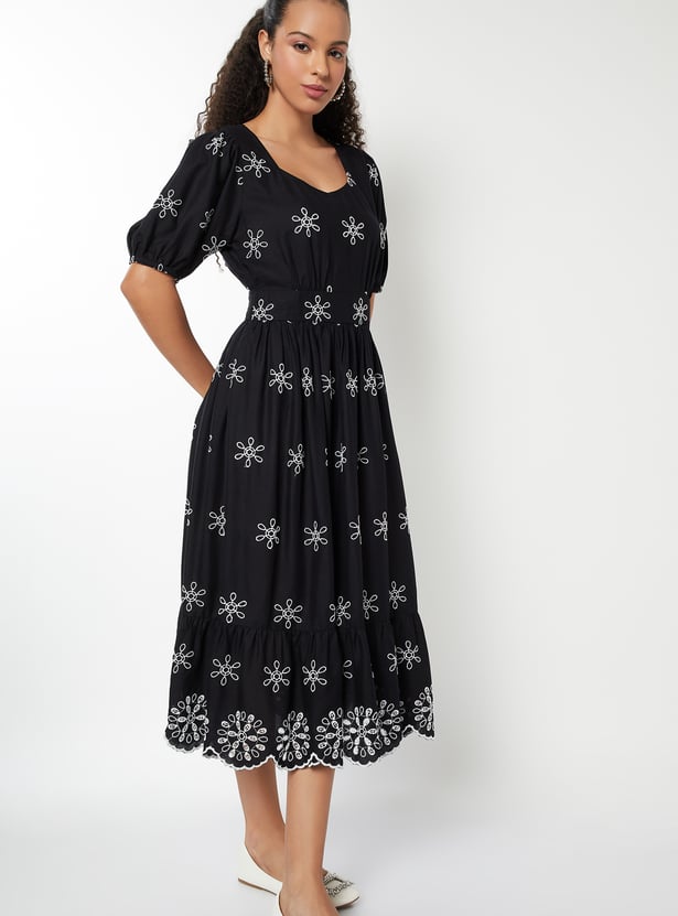 Women Embroidered Midi Dress