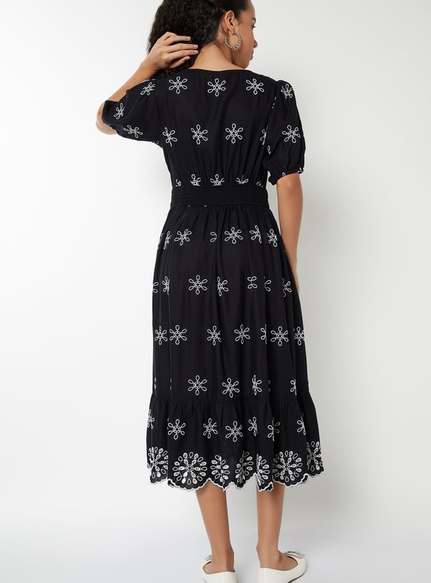 Women Embroidered Midi Dress