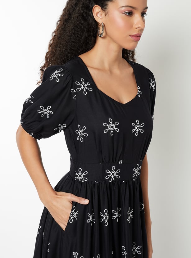 Women Embroidered Midi Dress