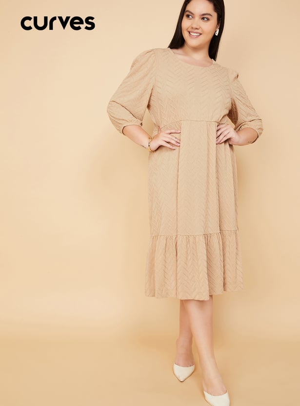 Women Textured Knit A-line Dress