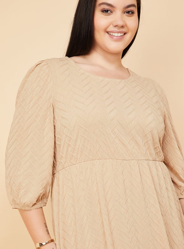 Women Textured Knit A-line Dress