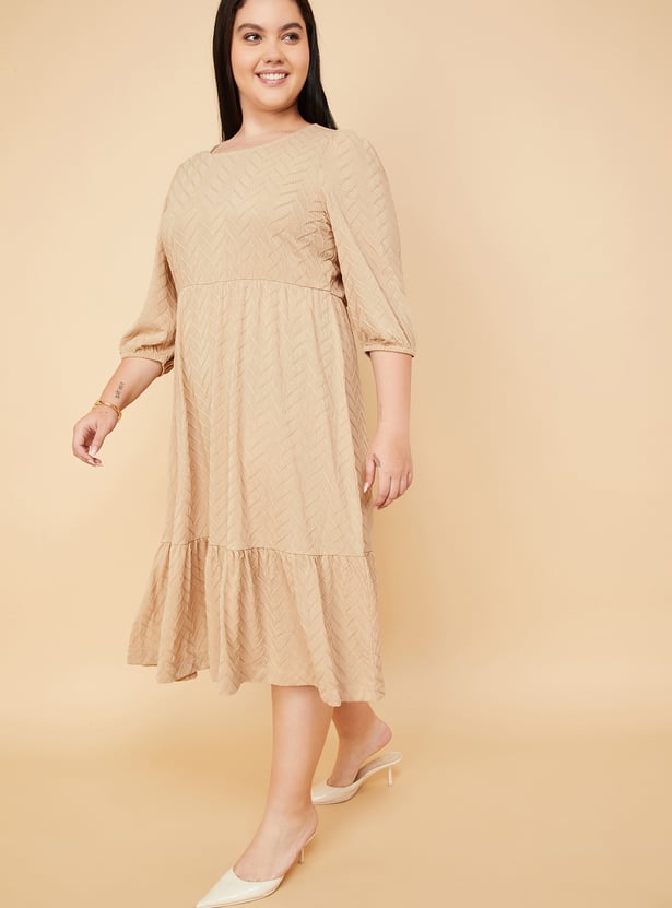 Women Textured Knit A-line Dress