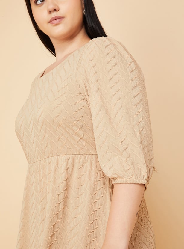 Women Textured Knit A-line Dress