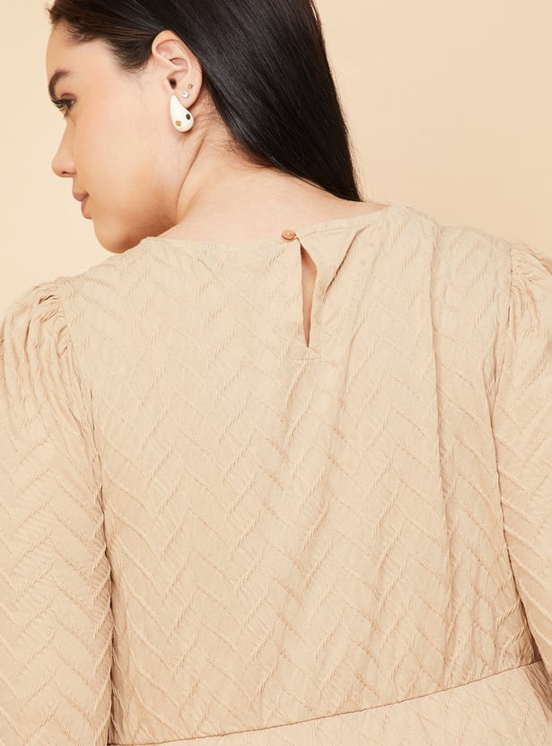 Women Textured Knit A-line Dress