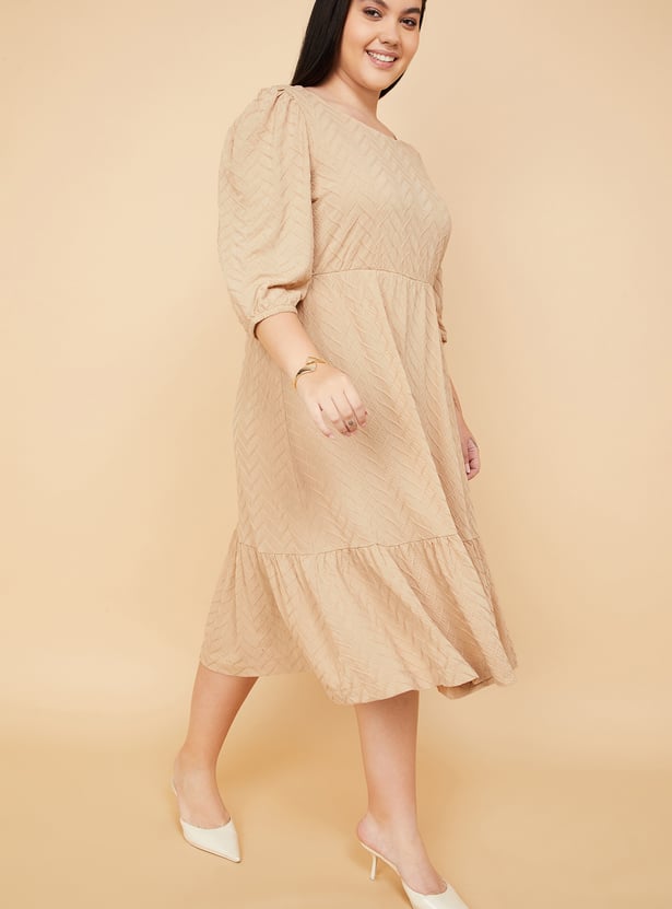 Women Textured Knit A-line Dress