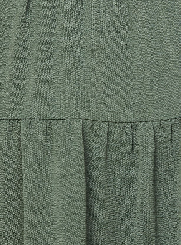 Women Textured Tiered Midi Dress