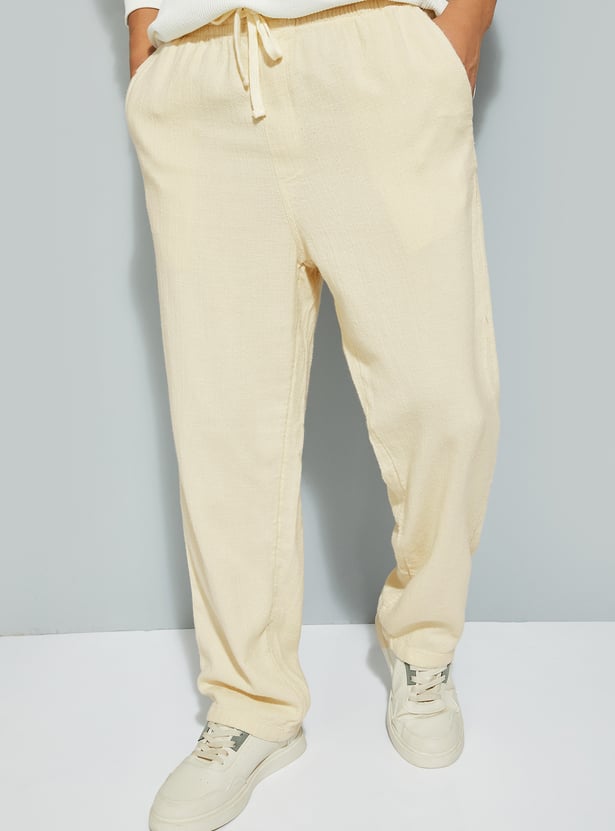 URB_N Men Textured Regular Fit Trousers