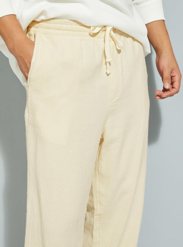 URB_N Men Textured Regular Fit Trousers