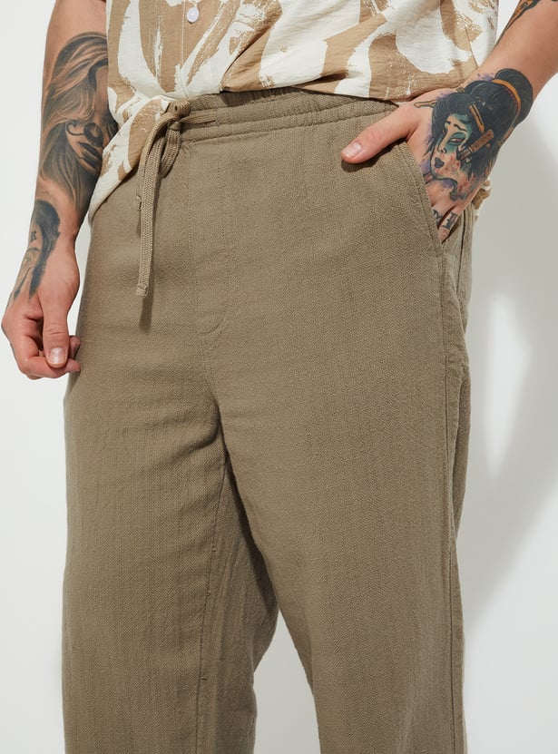 URB_N Men Textured Regular Fit Trousers