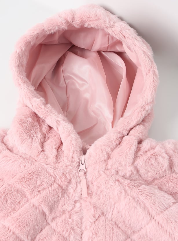 Girls Faux Fur Hooded Jacket