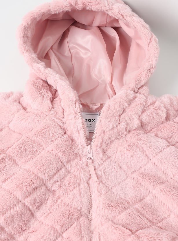 Buy Girls Faux Fur Hooded Jacket Online at just
