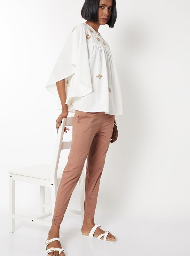 Women Solid Straight Pants