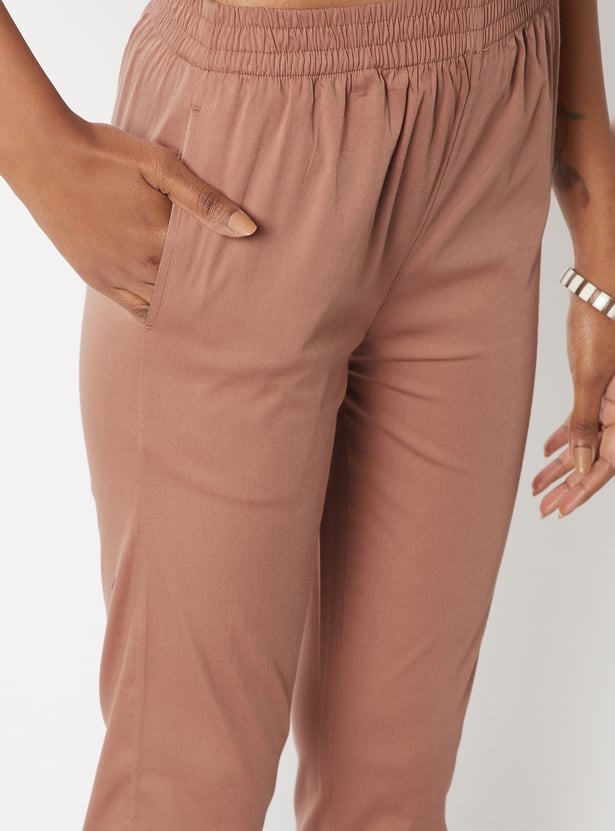 Women Solid Straight Pants