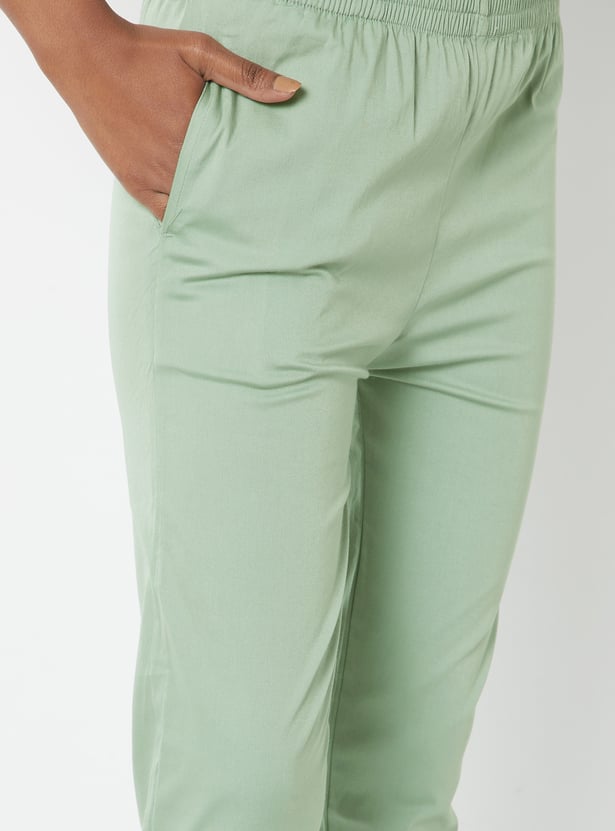 Women Solid Straight Pants