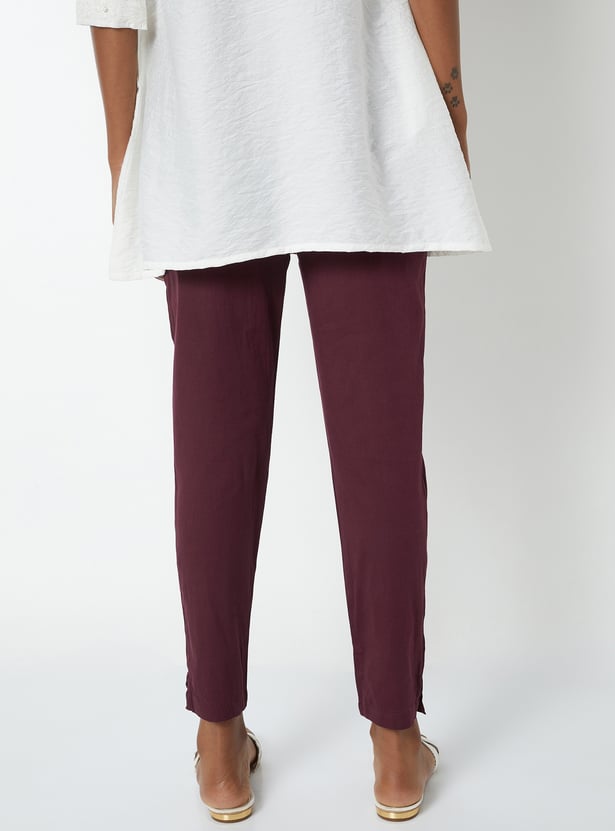 Women Solid Straight Pants