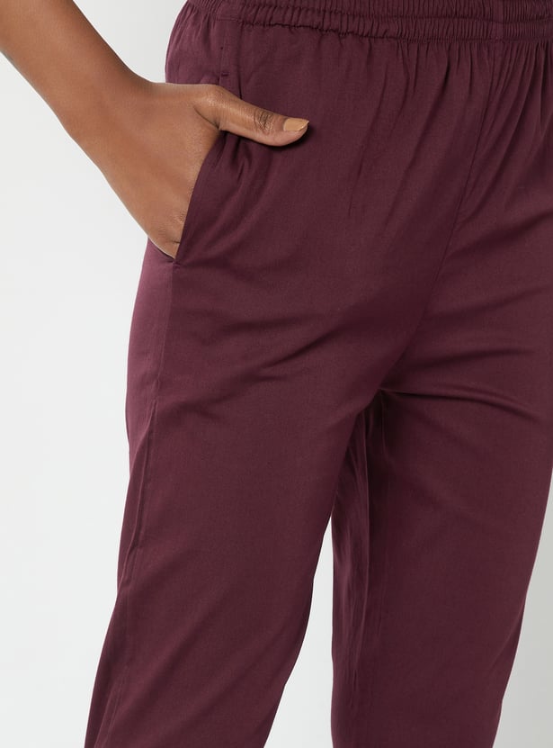Women Solid Straight Pants