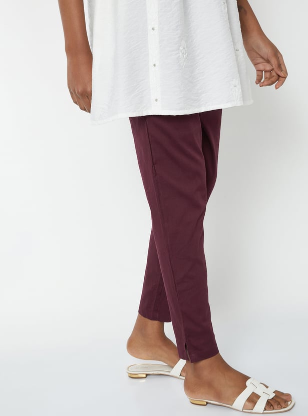 Women Solid Straight Pants