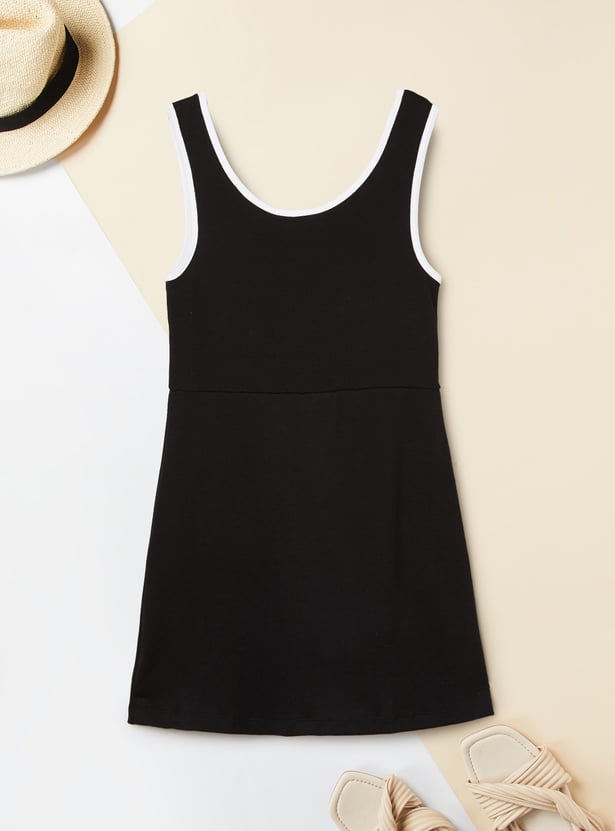 Girls Printed Dress with T-shirt