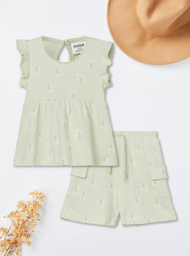 Girls Printed Shorts Set