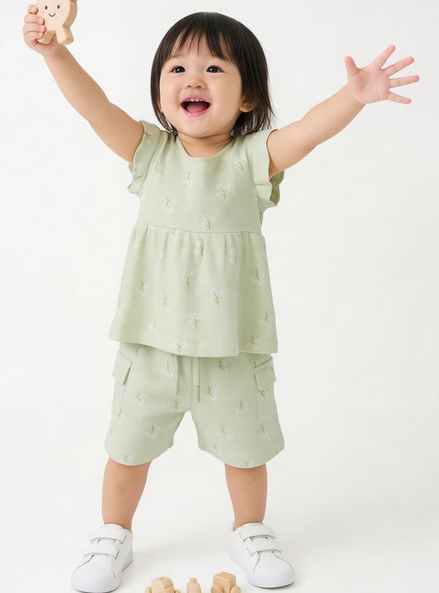 Girls Printed Shorts Set