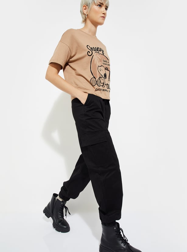 ALAYA F x URB_N Women Solid Baggy Fit Cargo Joggers