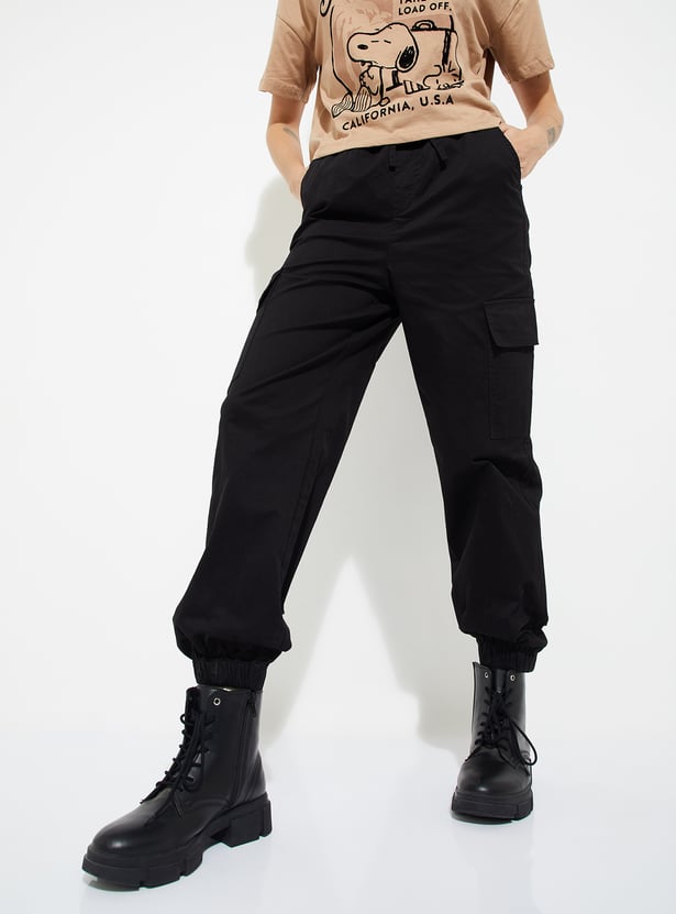 ALAYA F x URB_N Women Solid Baggy Fit Cargo Joggers