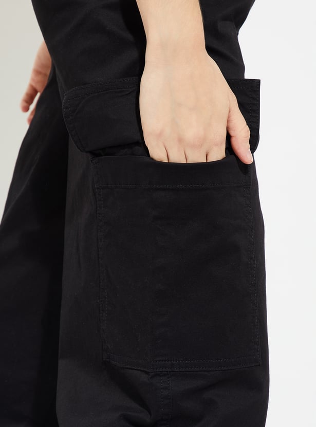 ALAYA F x URB_N Women Solid Baggy Fit Cargo Joggers