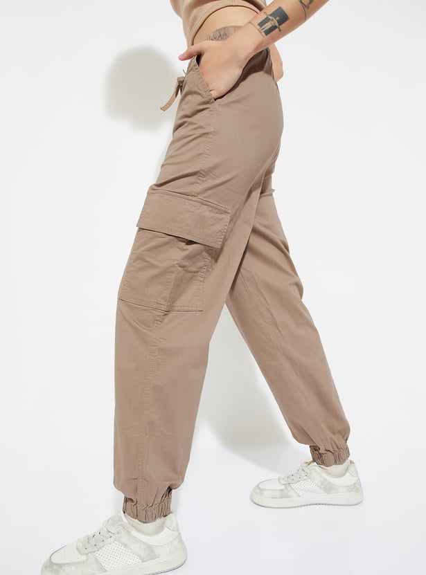 ALAYA F x URB_N Women Solid Baggy Fit Cargo Joggers