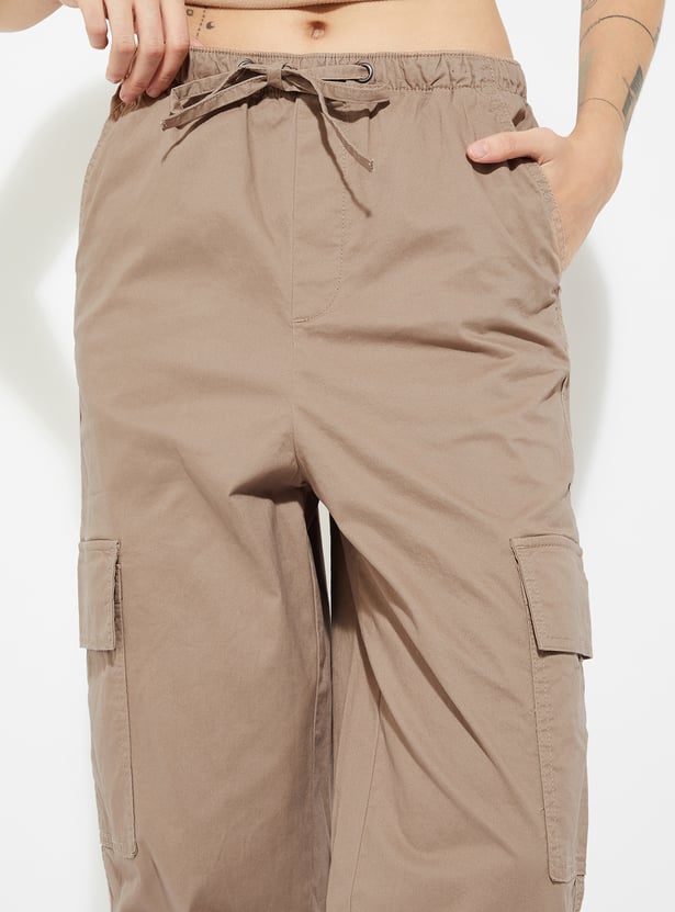 ALAYA F x URB_N Women Solid Baggy Fit Cargo Joggers