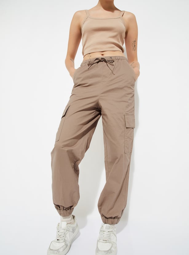 ALAYA F x URB_N Women Solid Baggy Fit Cargo Joggers