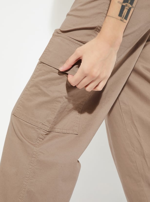 ALAYA F x URB_N Women Solid Baggy Fit Cargo Joggers