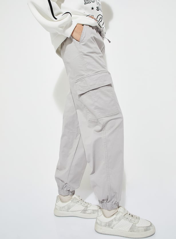 ALAYA F x URB_N Women Solid Baggy Fit Cargo Joggers