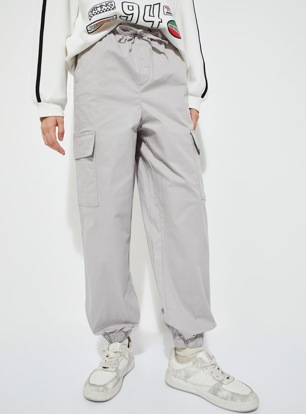 ALAYA F x URB_N Women Solid Baggy Fit Cargo Joggers